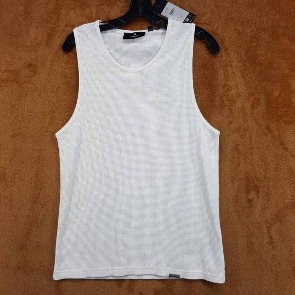 REPRESENT Shirt Mens Small Off White Waffle Knit Tank Sleeveless Crew T-Shirt